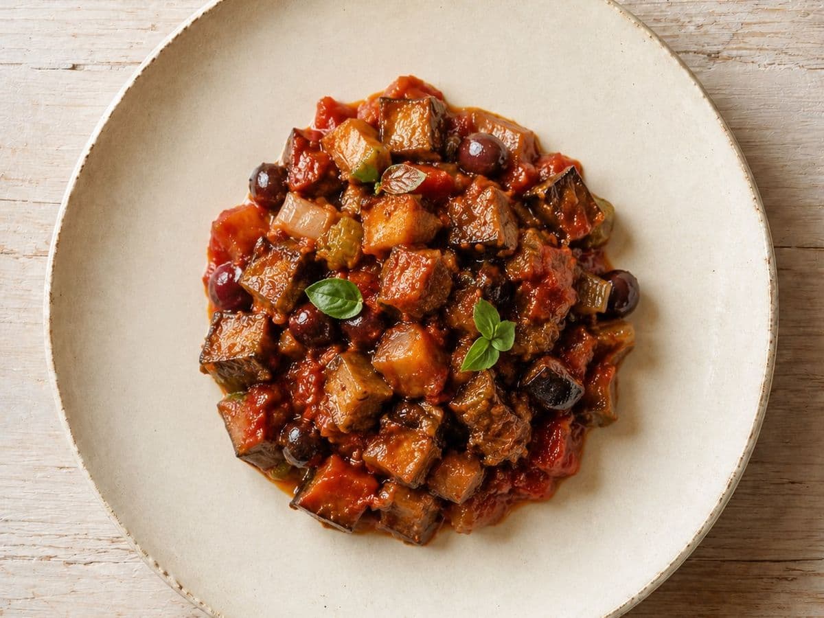 Caponata, plated as one serving.