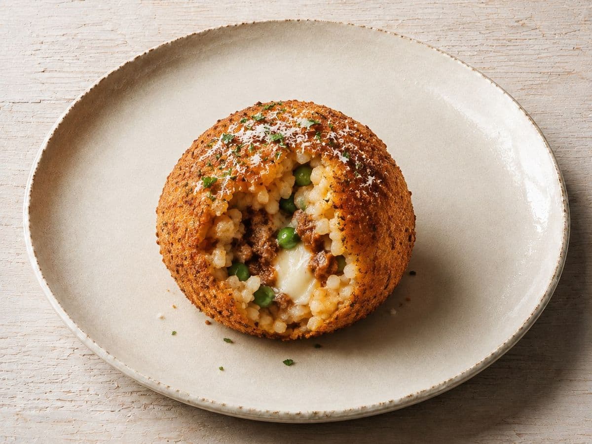 Arancini, plated as one serving.