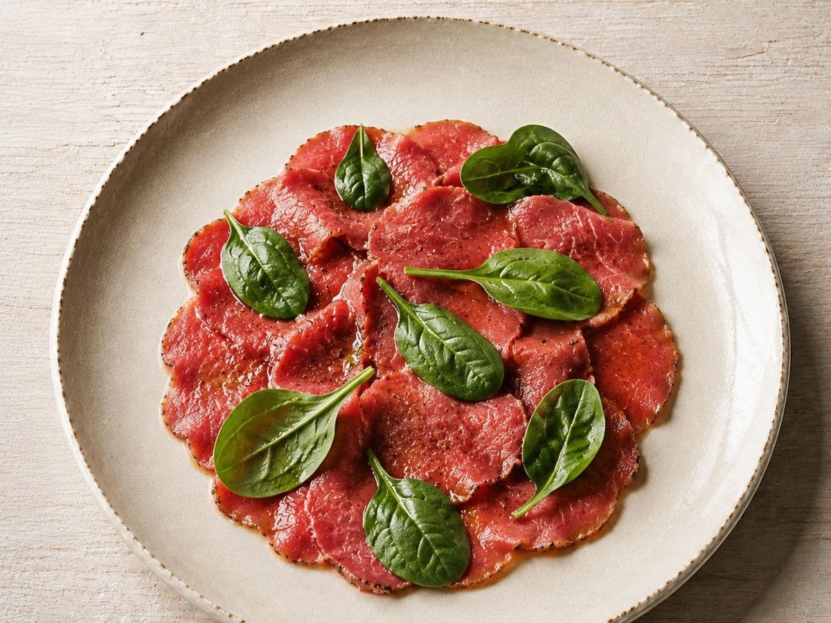 Carpaccio di Manzo, plated as one serving.