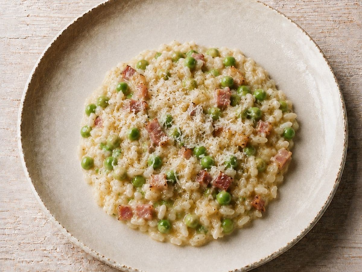 Risi e Bisi, plated as one serving.
