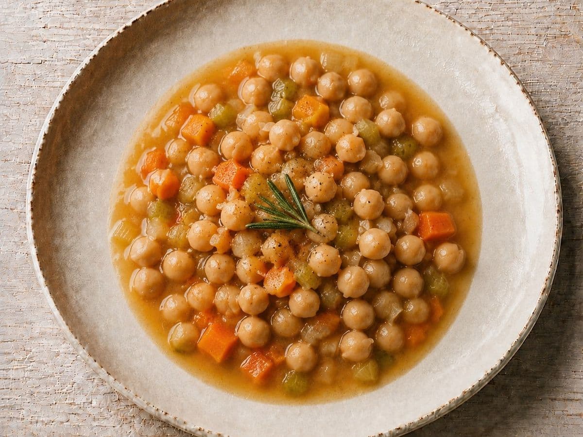 Zuppa di Ceci, plated as one serving.