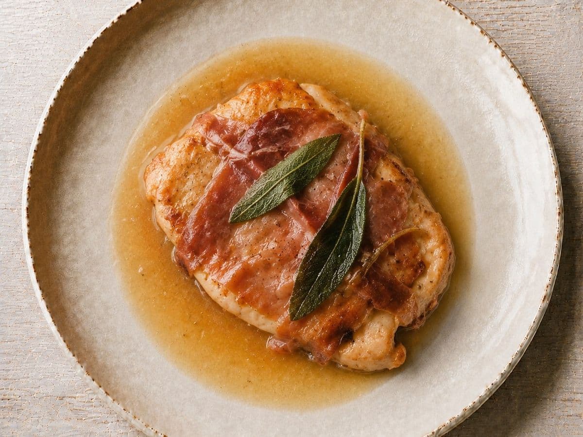 Saltimbocca alla Romana, plated as one serving.