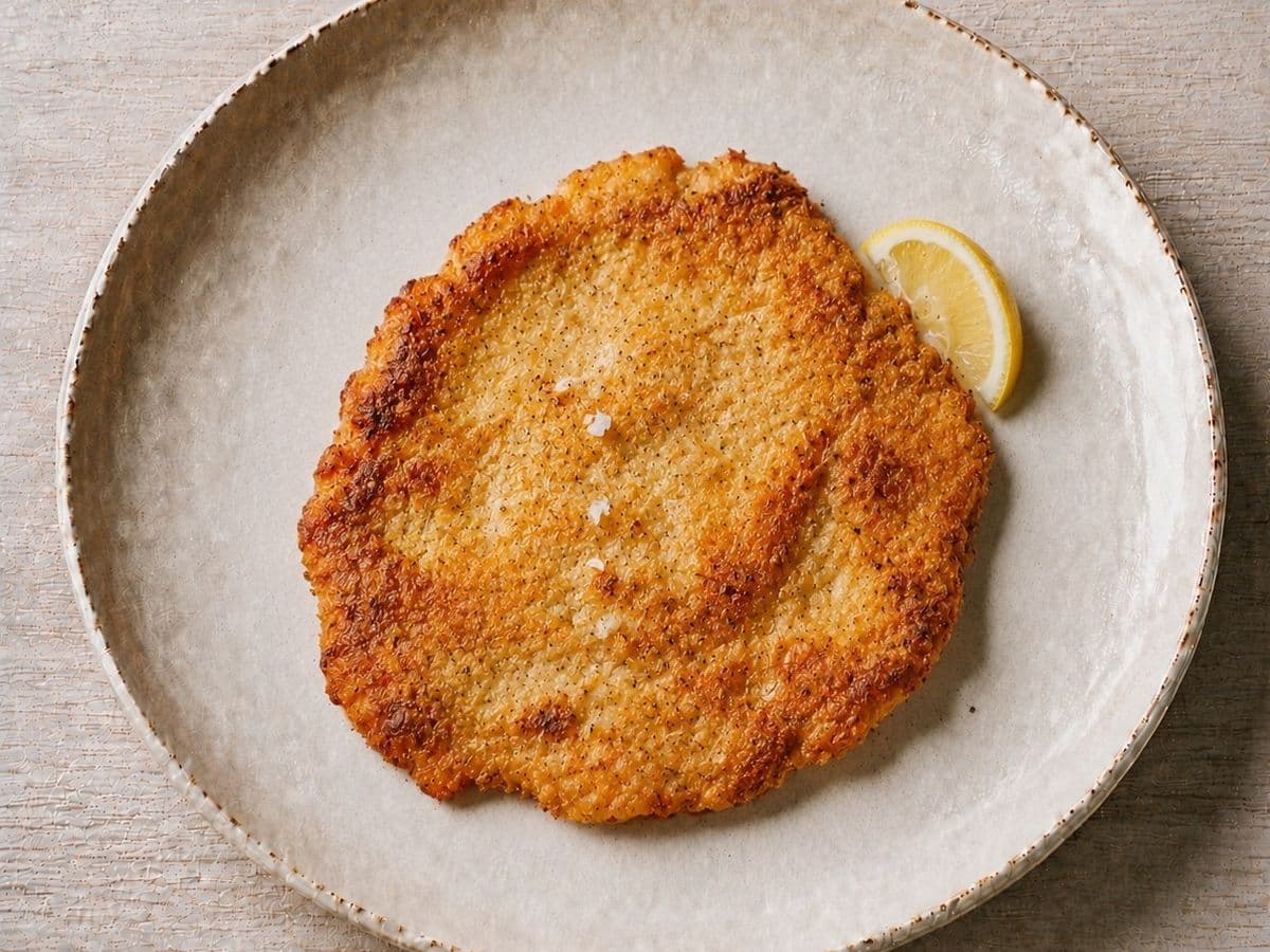 Pollo alla Milanese, plated as one serving.