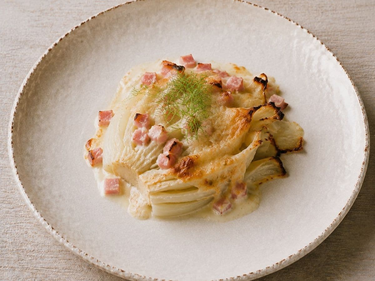 Finocchi Gratinati, plated as one serving.