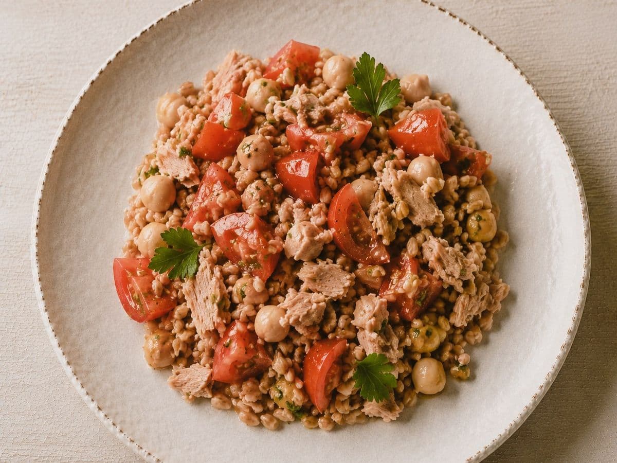 Insalata di Farro, plated as one serving.