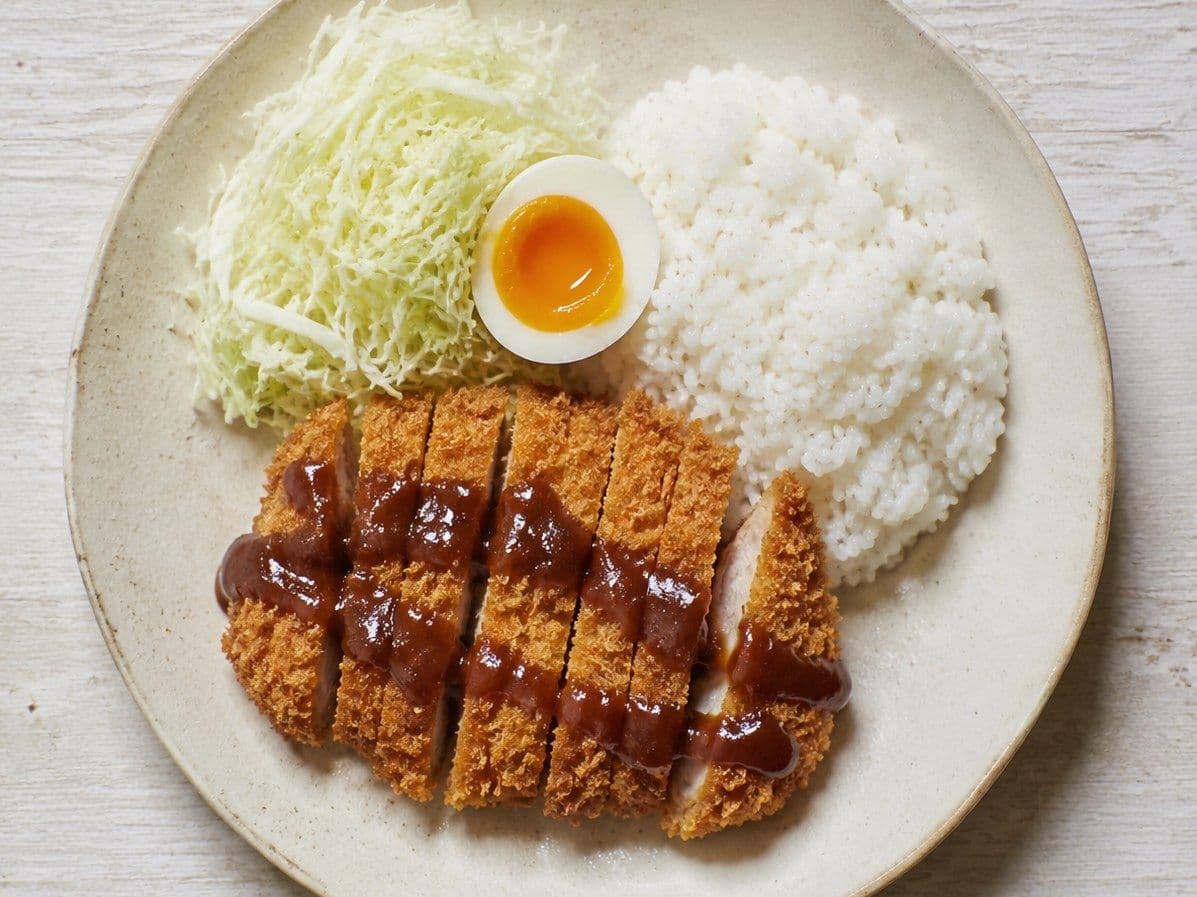 Chicken Katsu, plated as one serving.