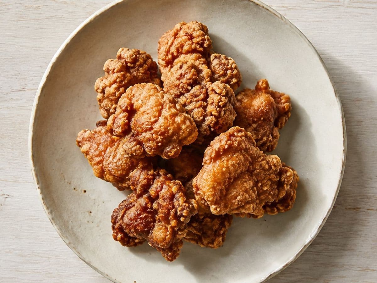 Karaage, plated as one serving.