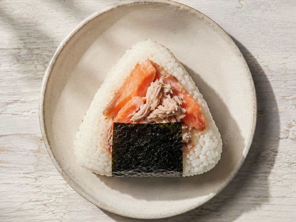 Onigiri, plated as one serving.