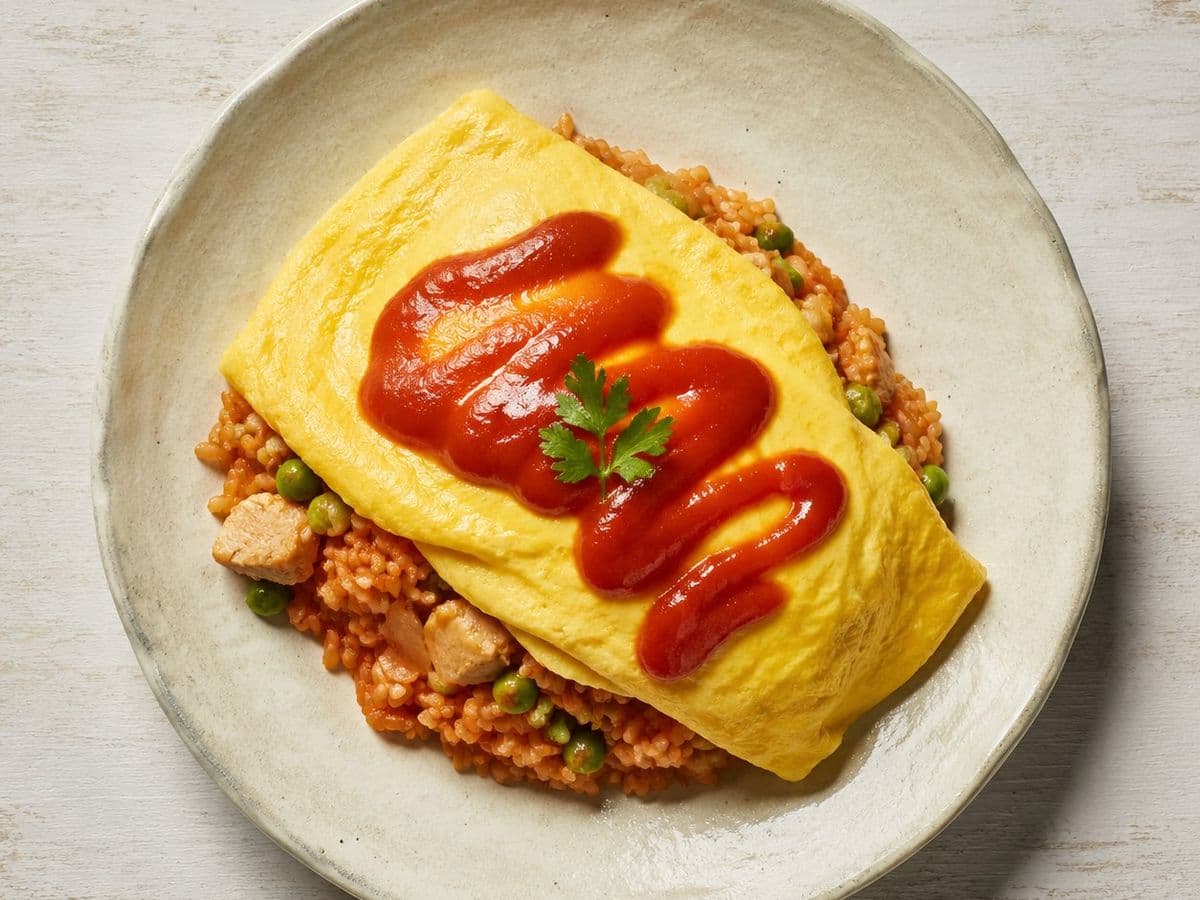 Omurice, plated as one serving.