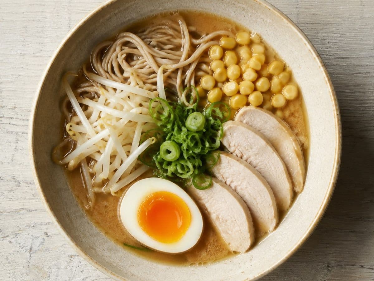 Ramen, Miso, plated as one serving.
