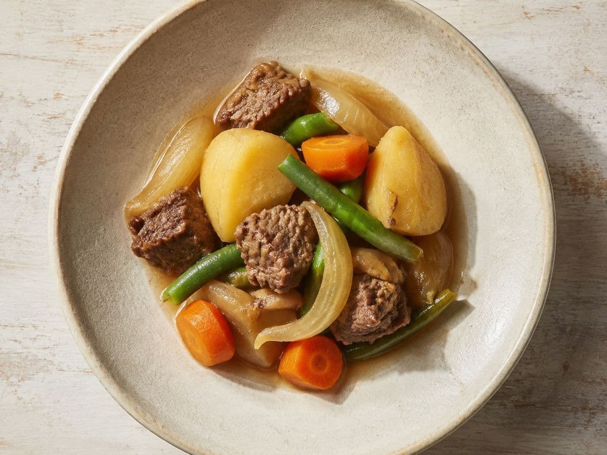 Nikujaga, plated as one serving.