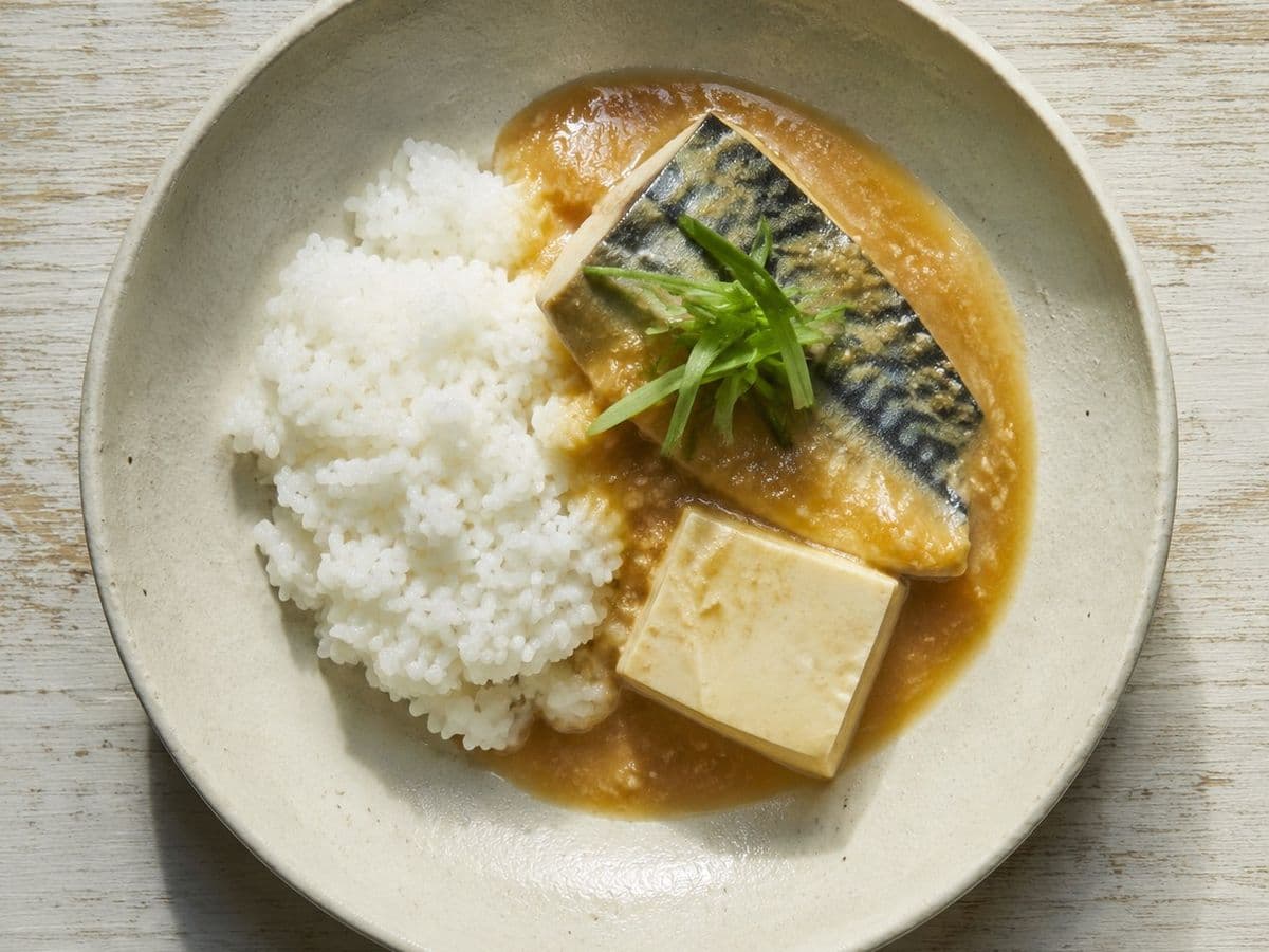 Saba no Misoni, plated as one serving.