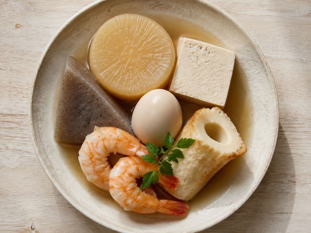 Oden, plated as one serving.