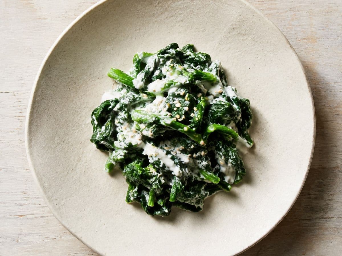 Goma-ae, plated as one serving.