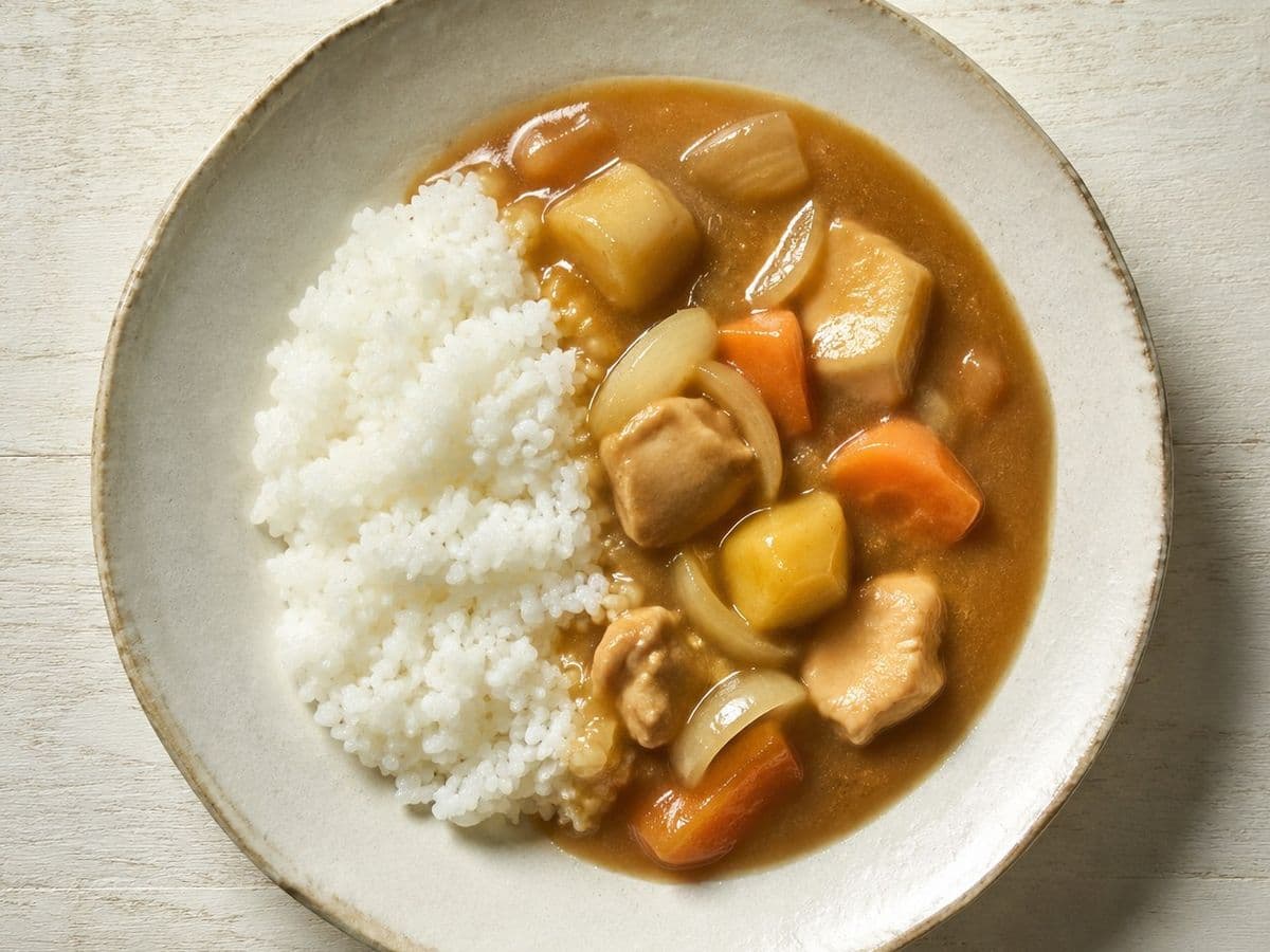 Curry Rice, plated as one serving.