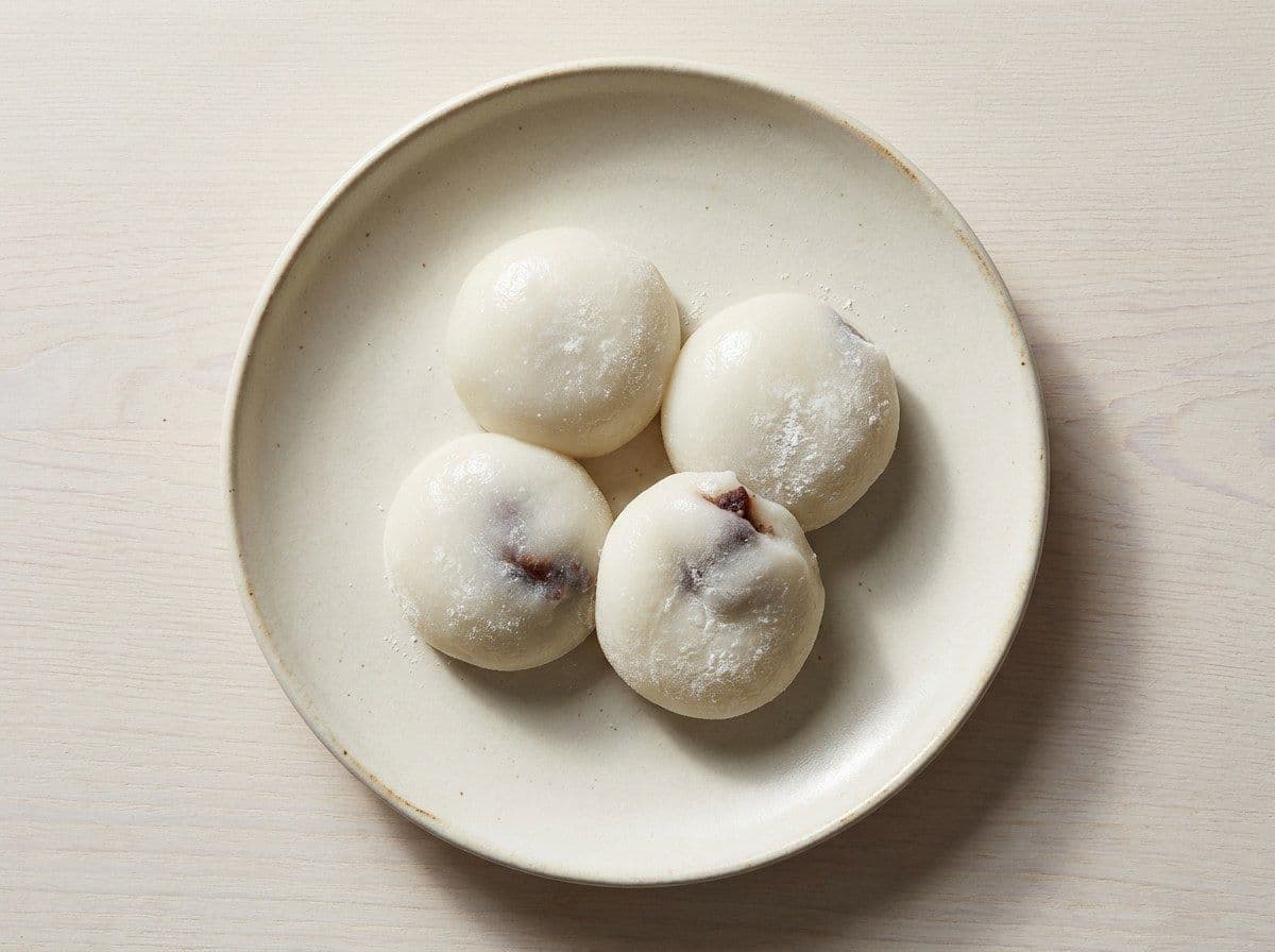 Mochi, plated as one serving.