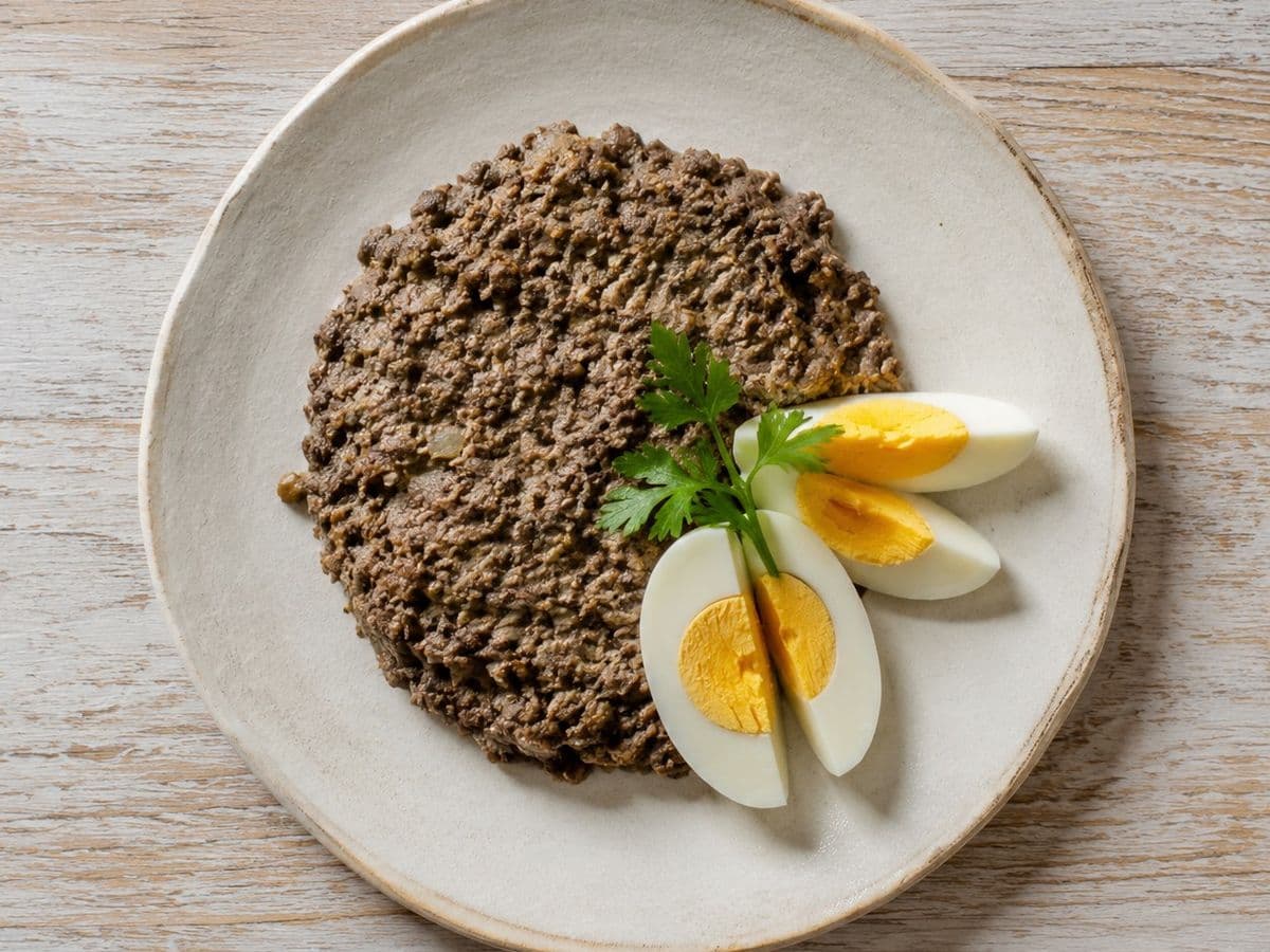 Chopped Liver, plated as one serving.
