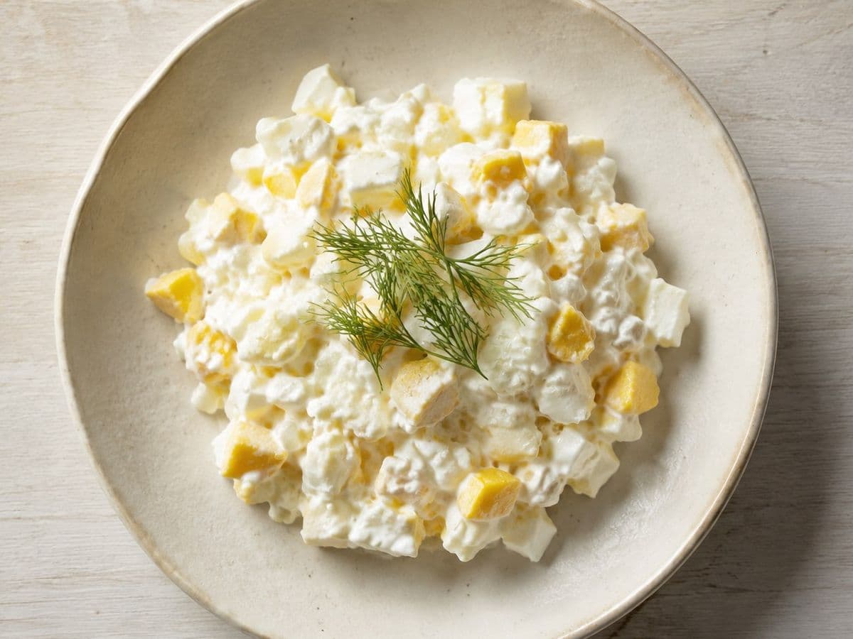 Chopped Egg and Onion, plated as one serving.