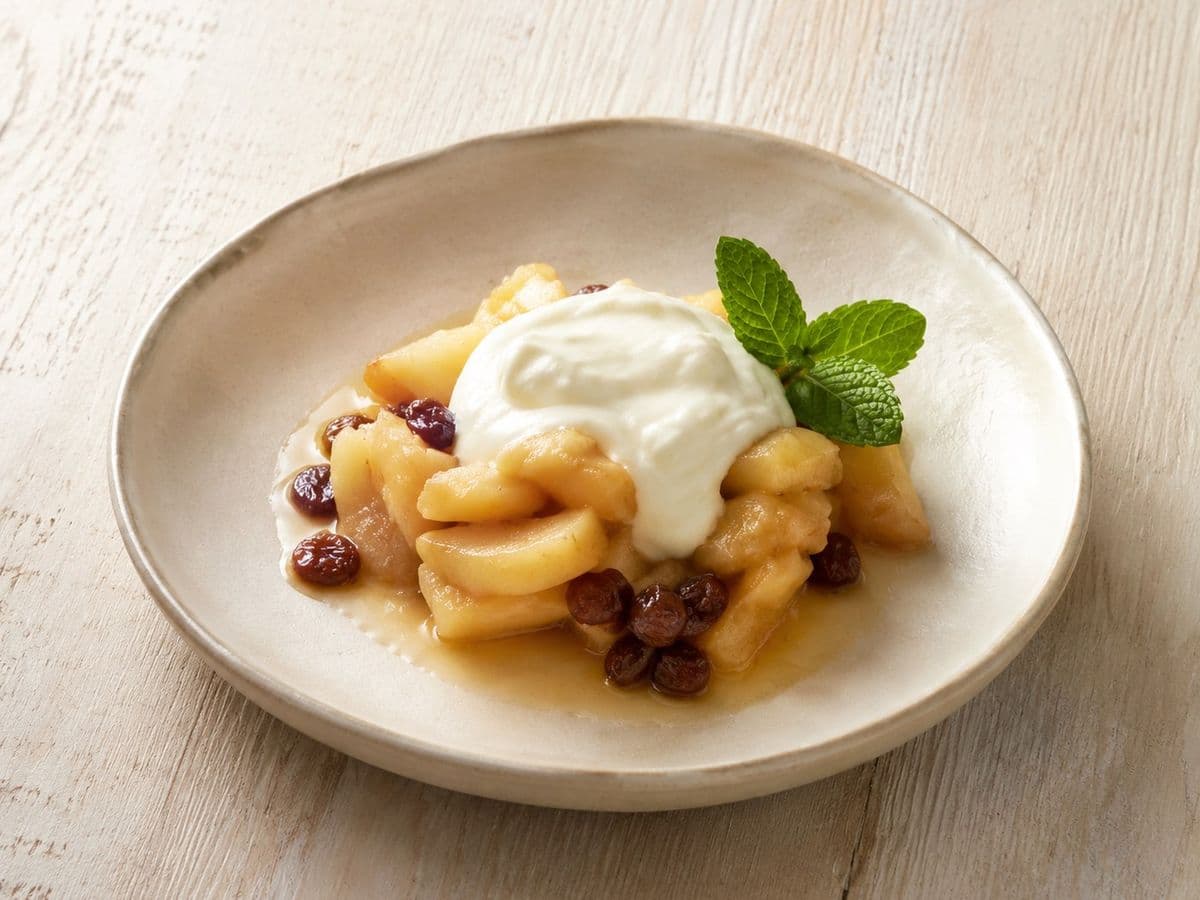 Baked Apples, plated as one serving.