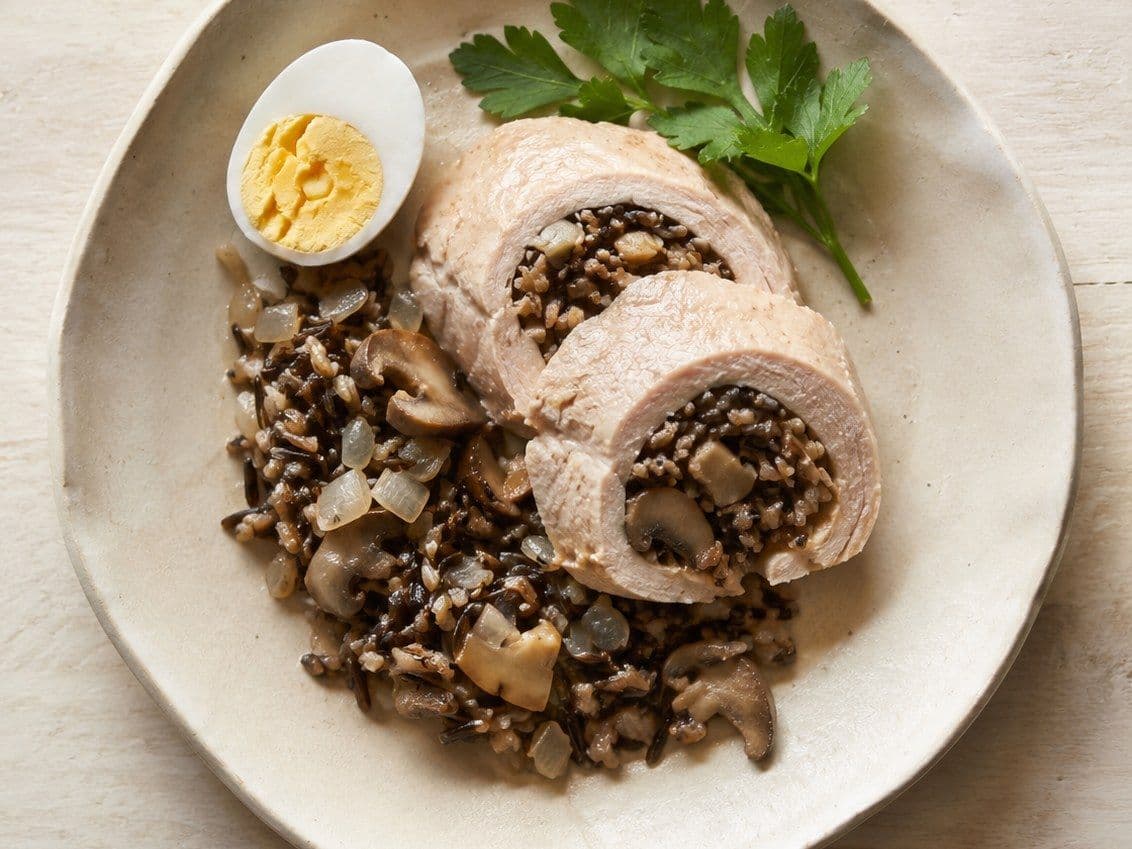 Stuffed Veal Breast, plated as one serving.