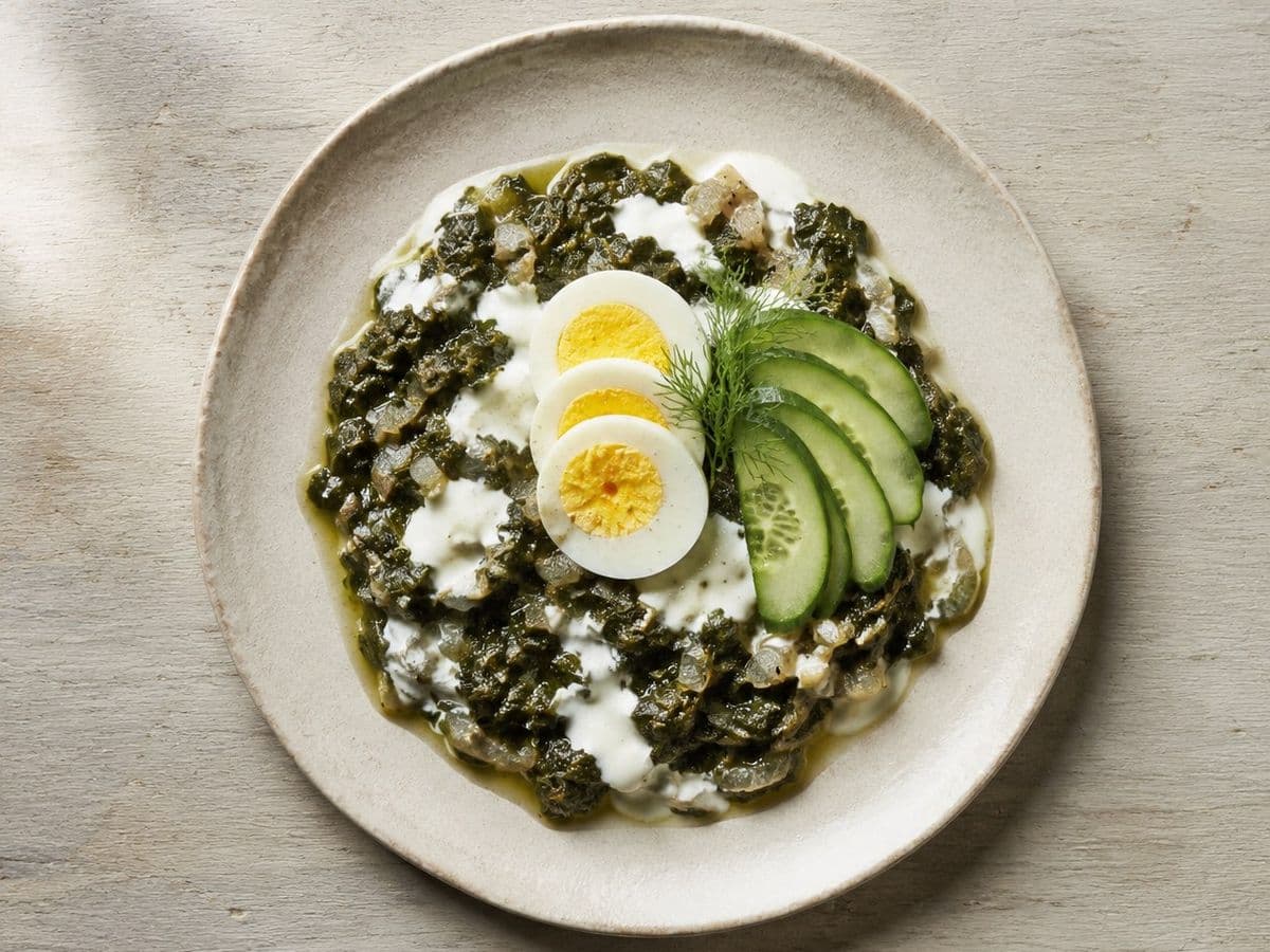 Schav, plated as one serving.