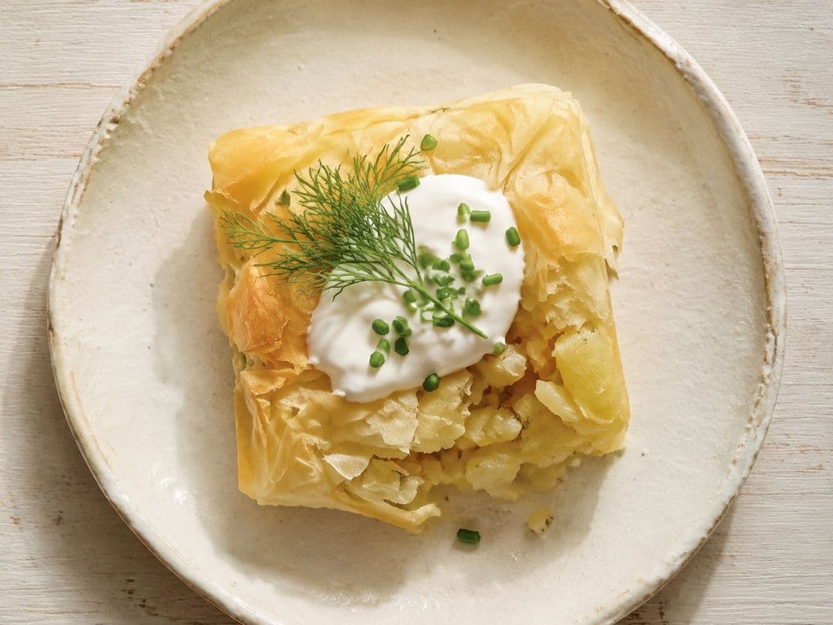 Potato Knish, plated as one serving.