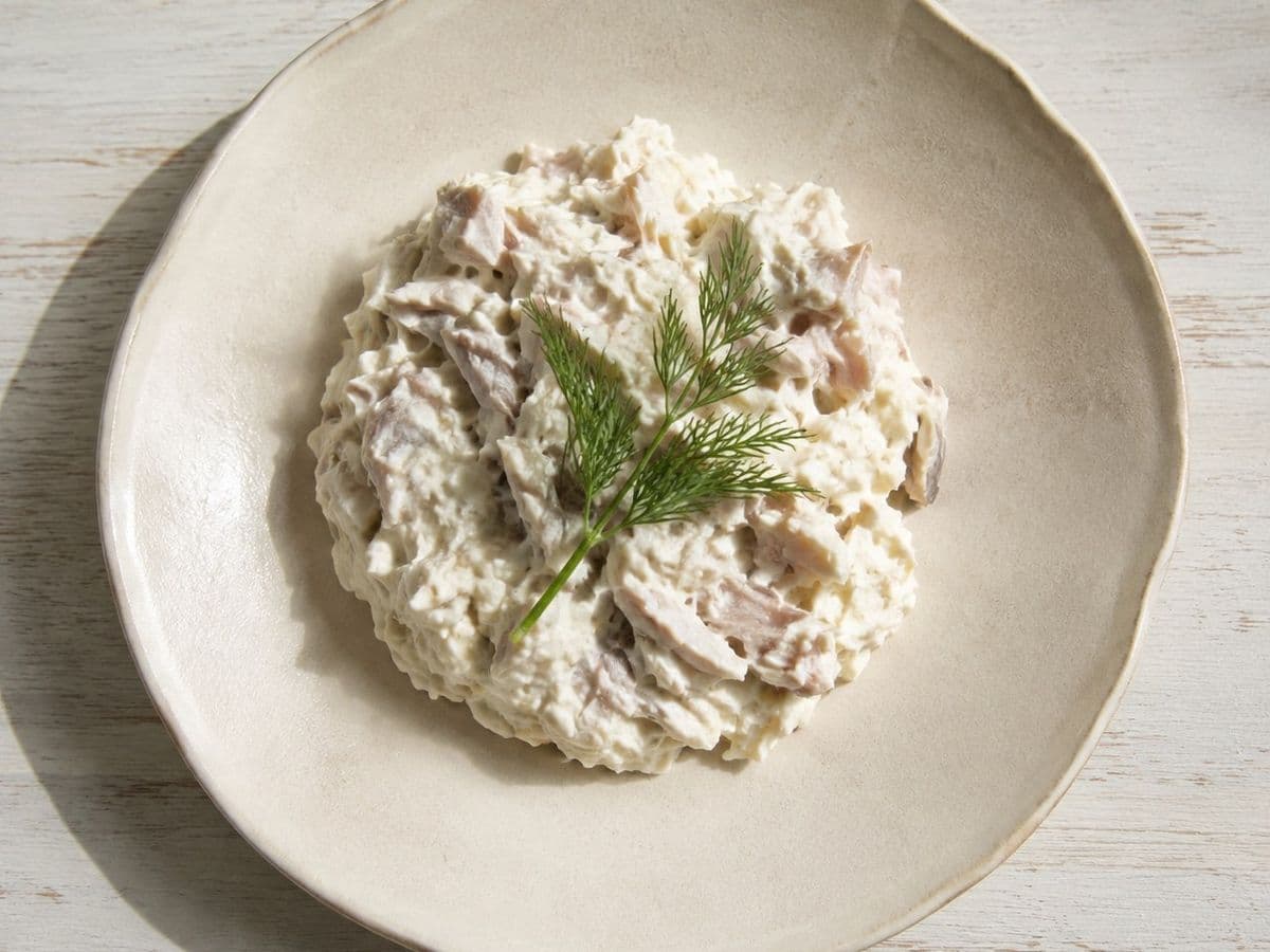 Whitefish Salad, plated as one serving.