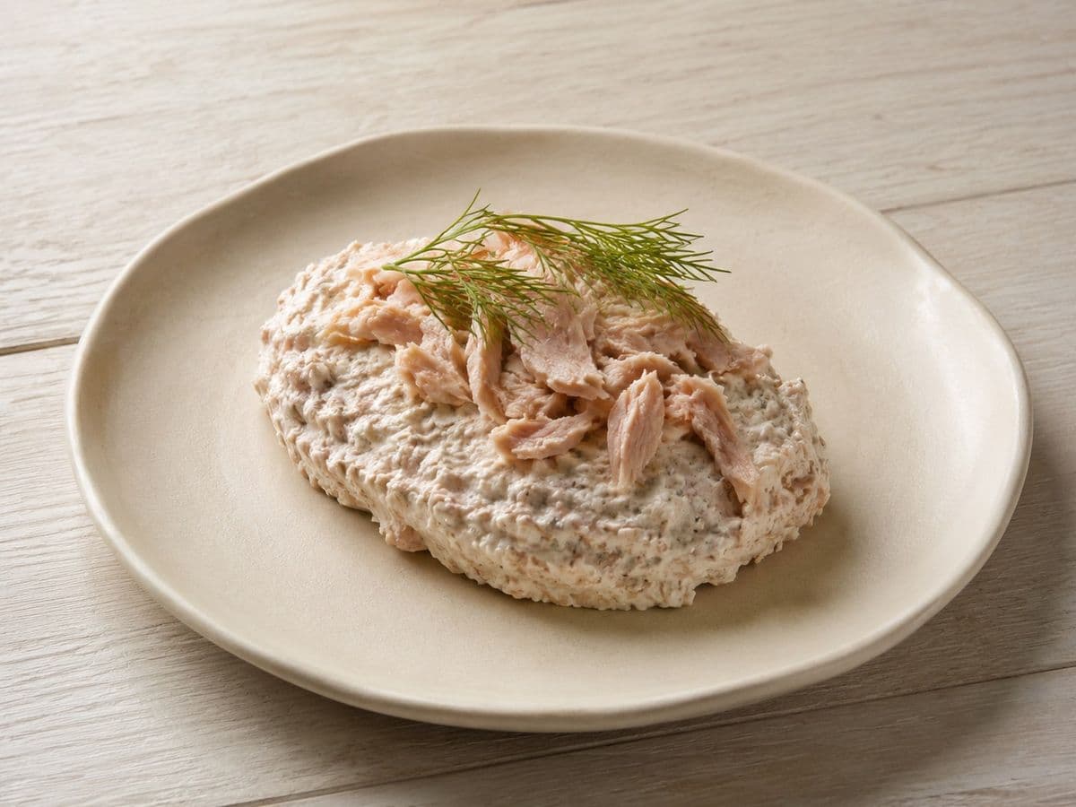 Smoked Mackerel Pate, plated as one serving.