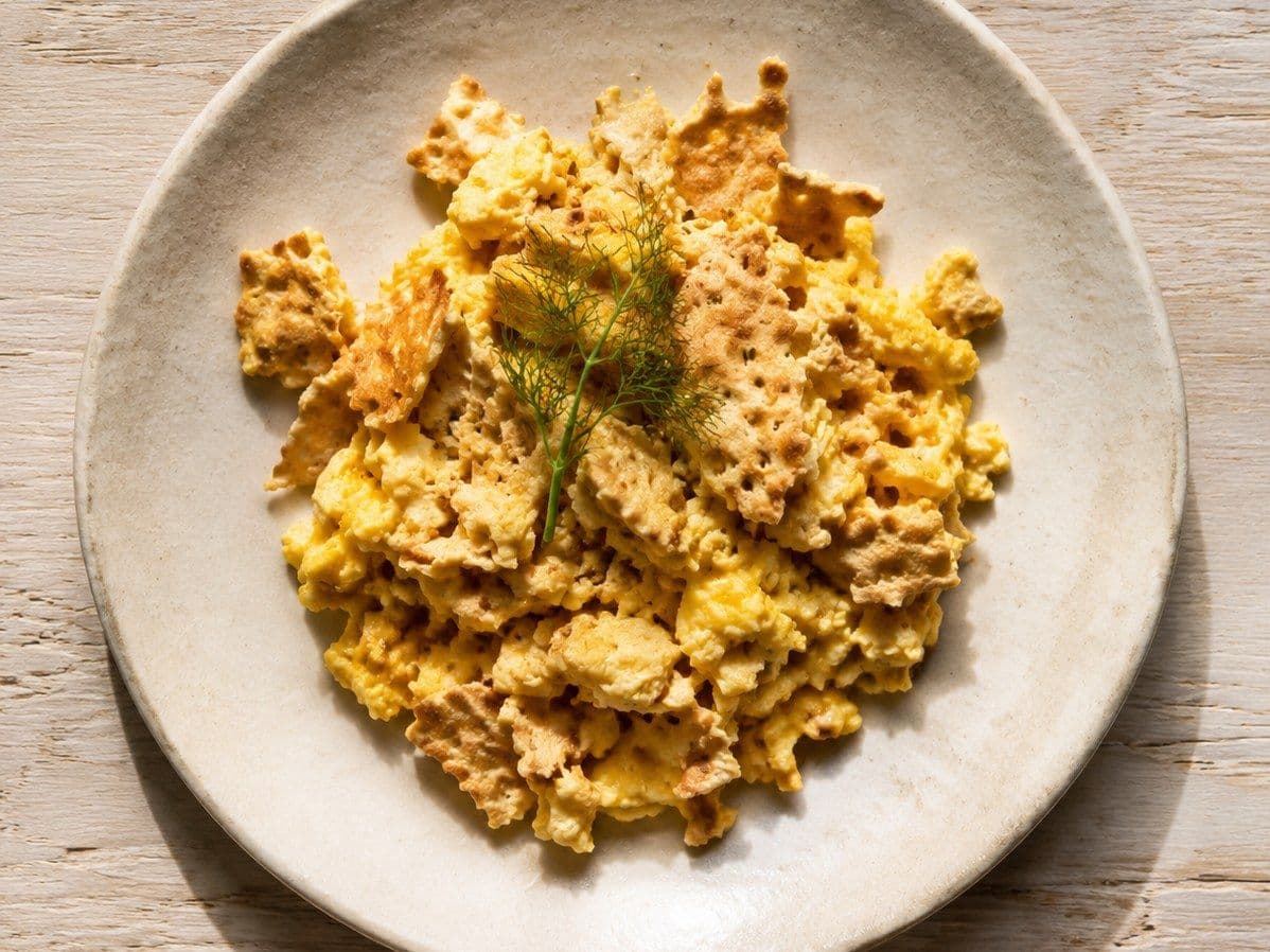 Matzo Brei, plated as one serving.