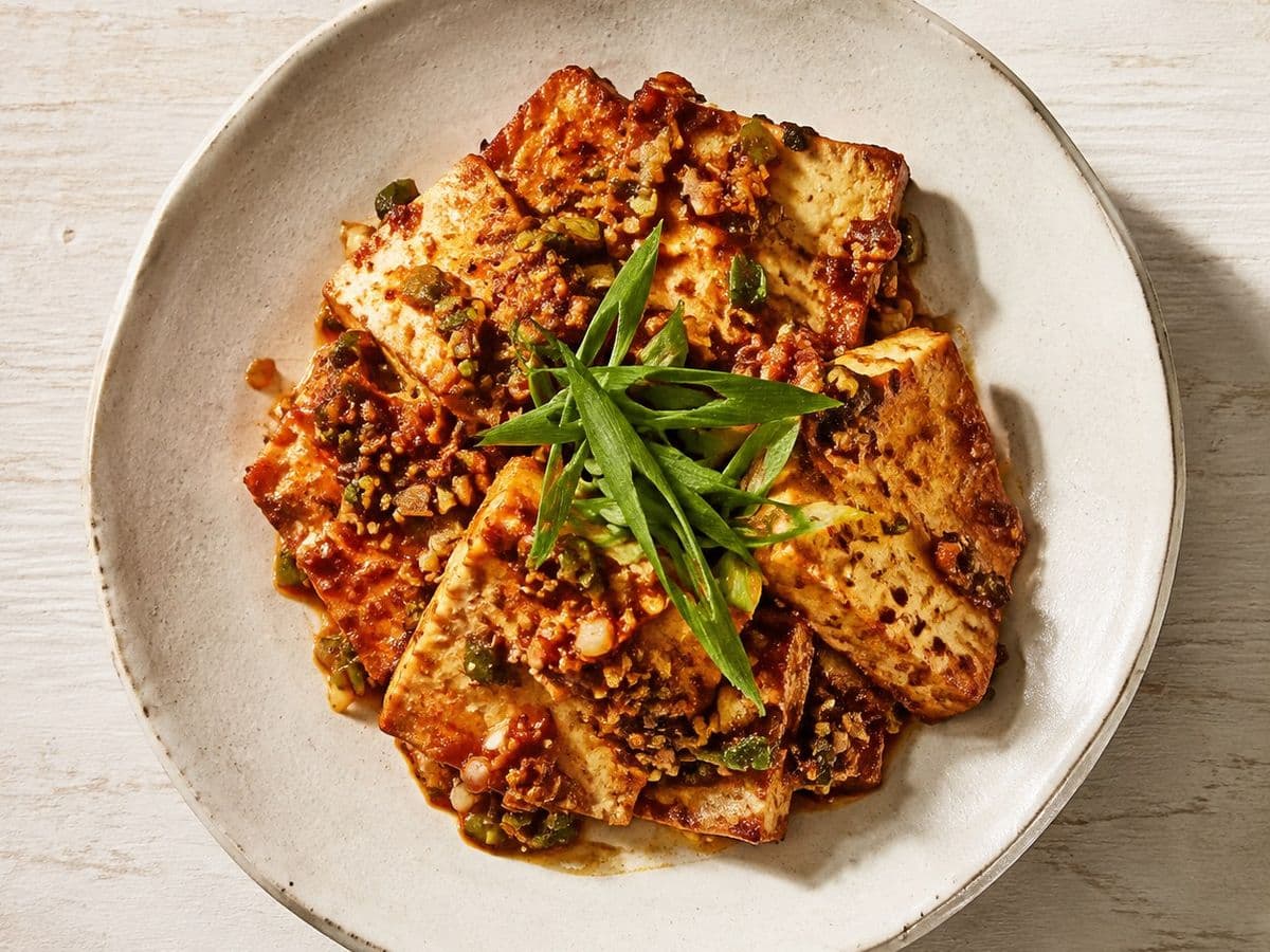 Dubu Buchim, plated as one serving.