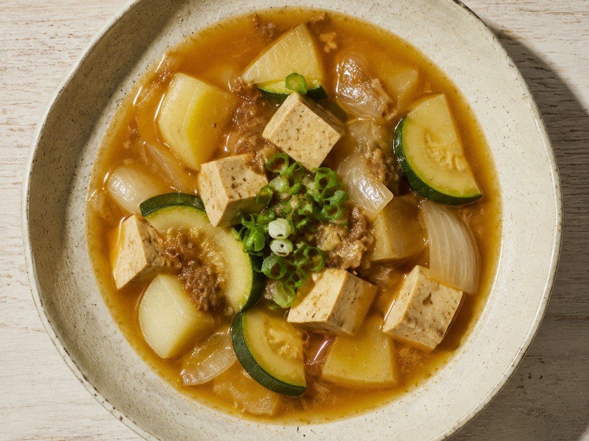 Doenjang Jjigae, plated as one serving.