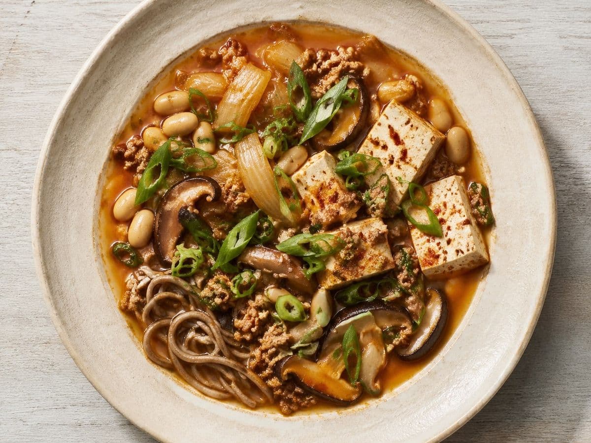 Budae Jjigae, plated as one serving.