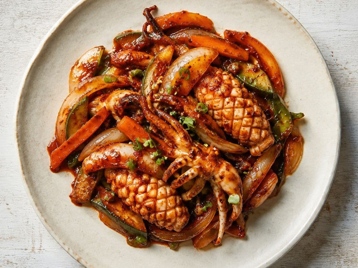 Ojingeo Bokkeum, plated as one serving.
