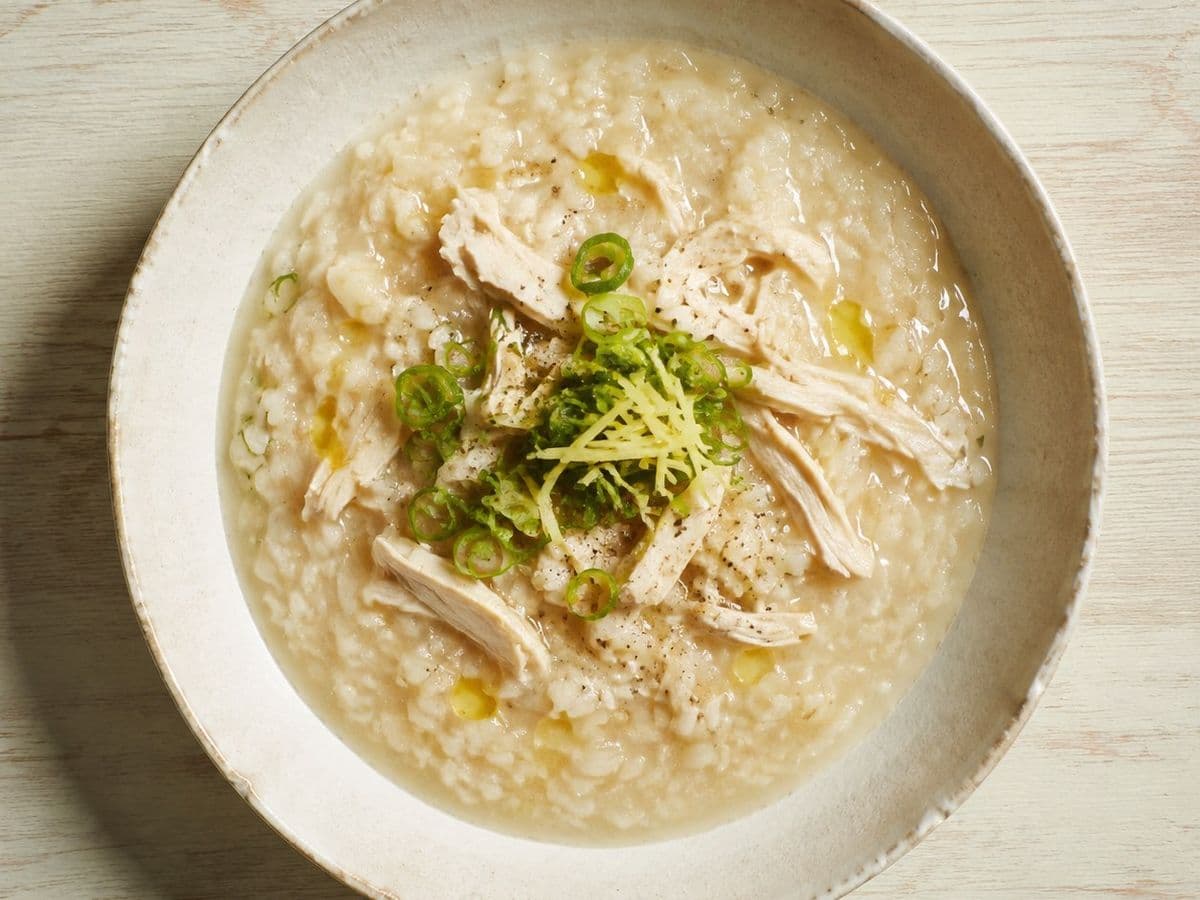 Dak Juk, plated as one serving.