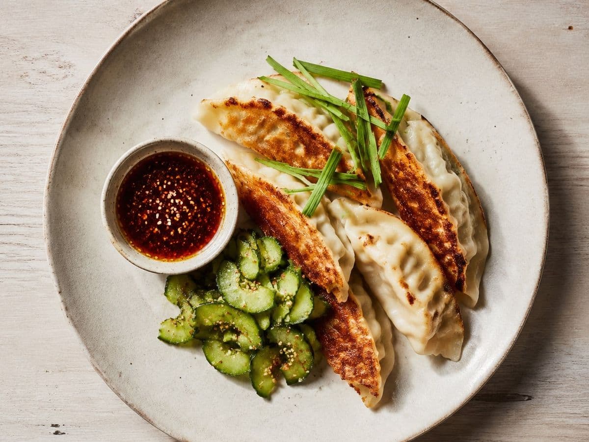 Mandu, plated as one serving.