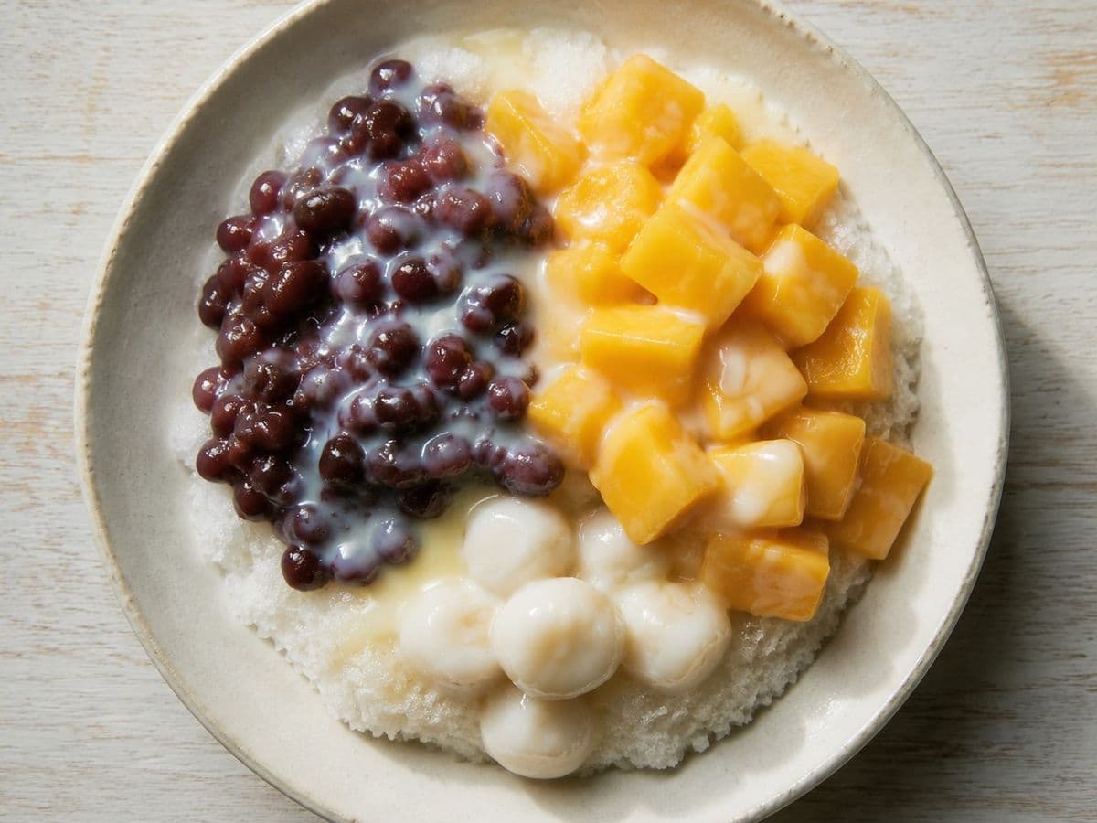 Patbingsu, plated as one serving.