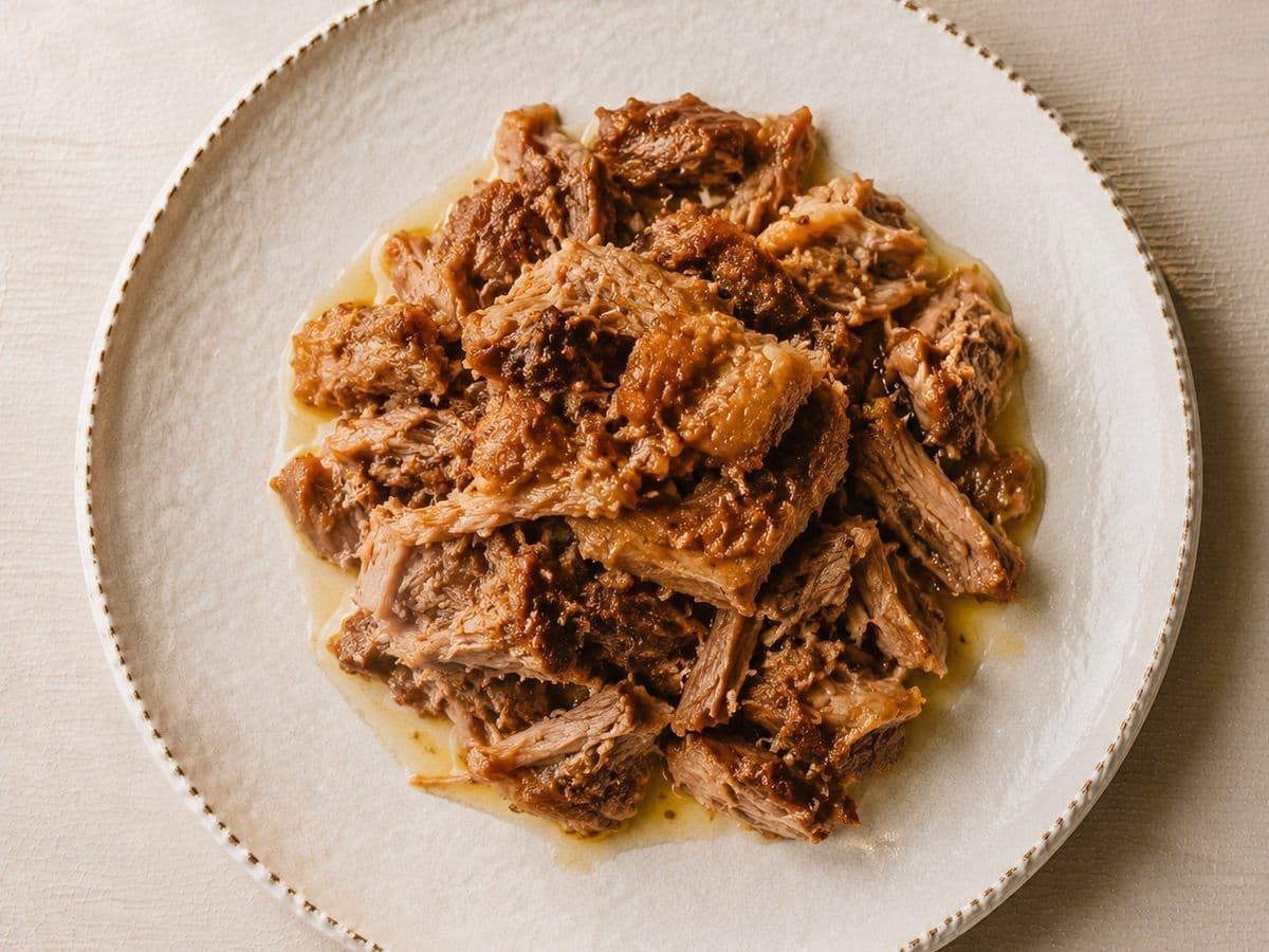 Carnitas, plated as one serving.