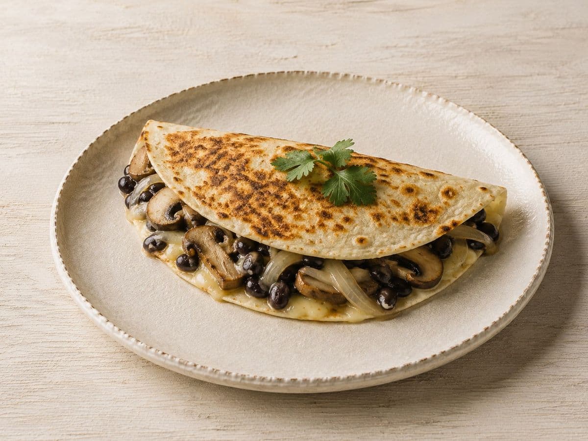 Quesadillas, plated as one serving.
