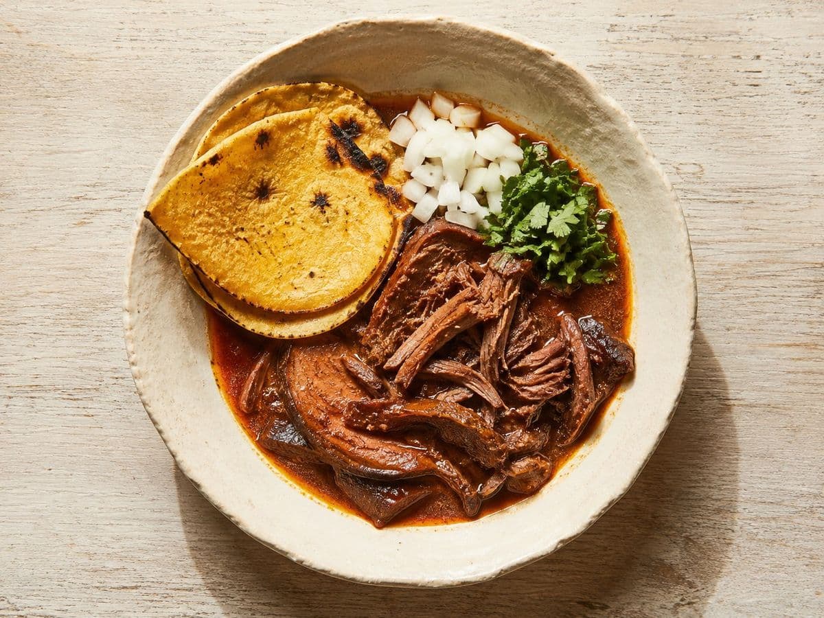 Birria, plated as one serving.