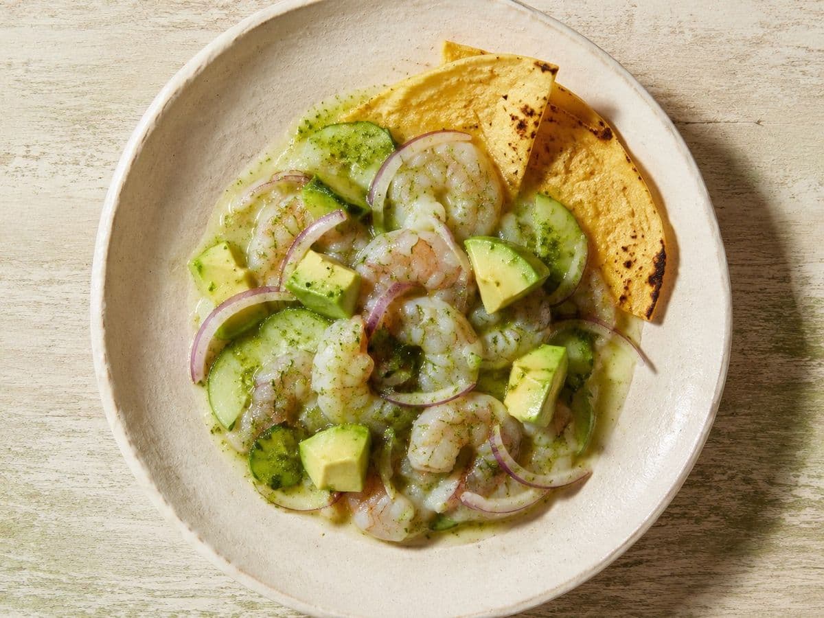 Aguachile, plated as one serving.