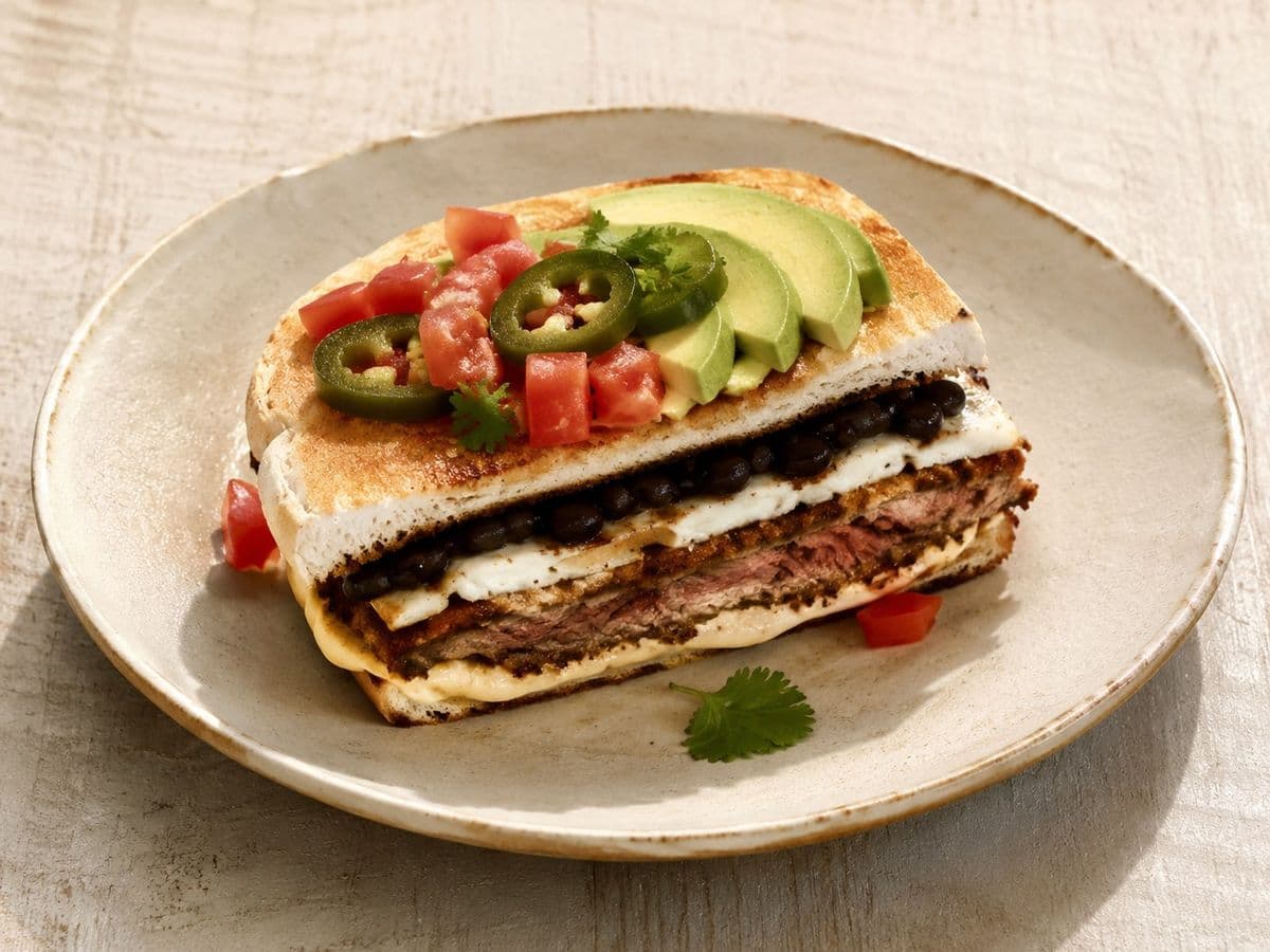 Torta de Milanesa, plated as one serving.