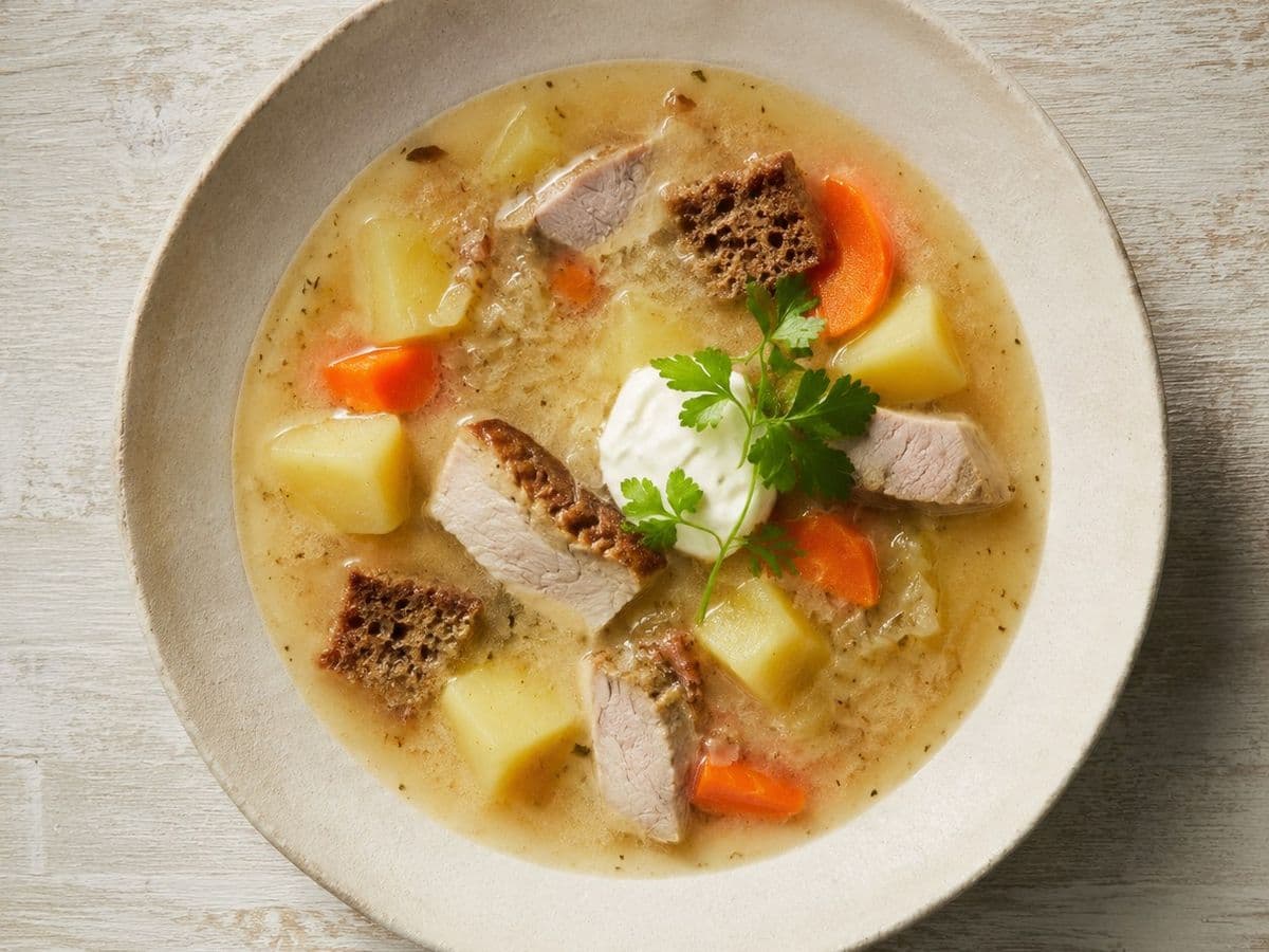 Zurek Soup, plated as one serving.