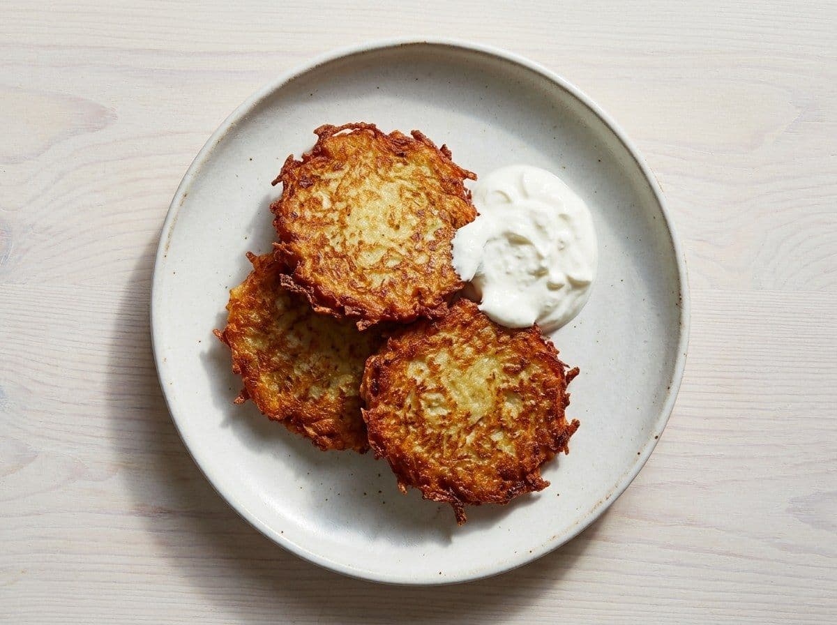 Potato Pancakes, plated as one serving.