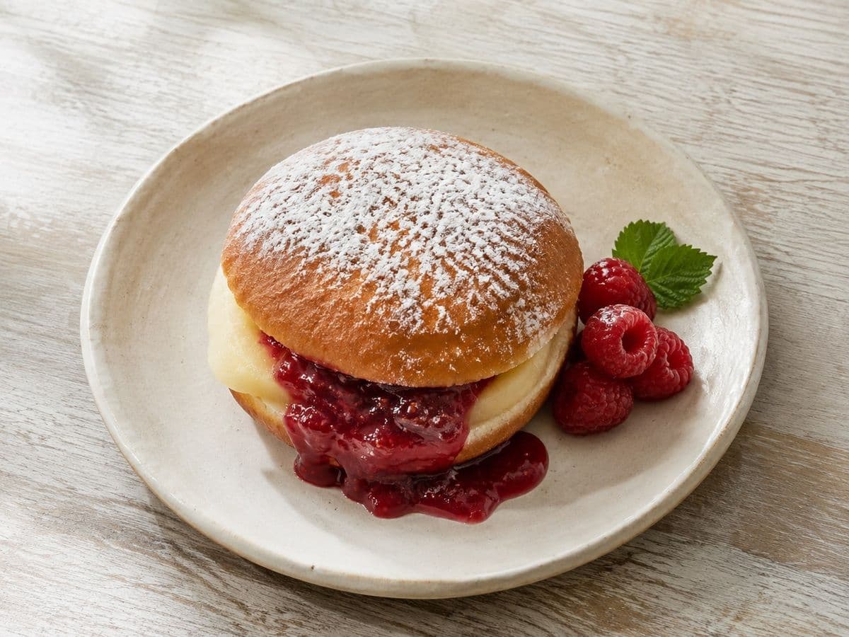 Paczki Doughnuts, plated as one serving.