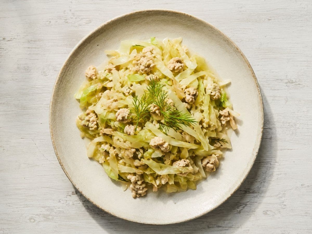 Mloda Kapusta Young Cabbage with Dill, plated as one serving.