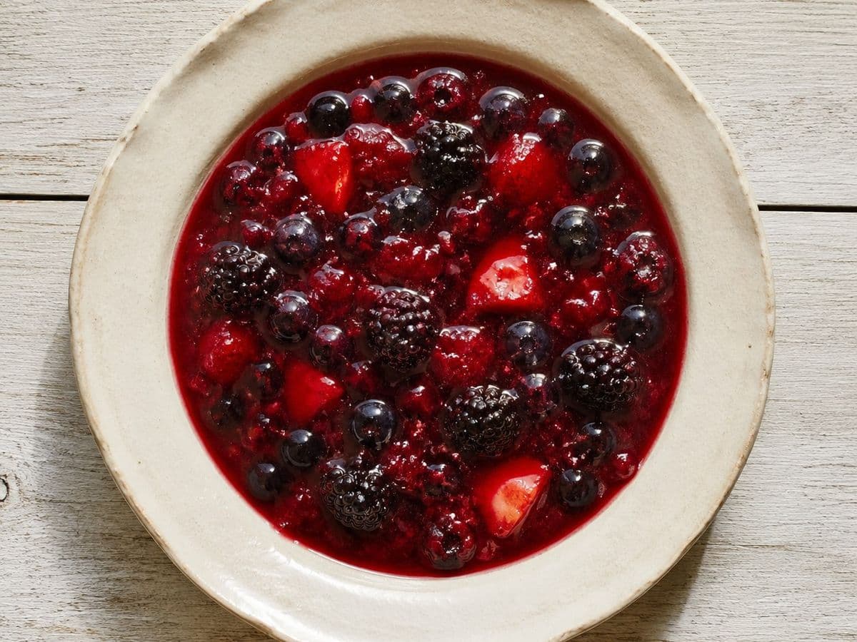Kisiel Fruit Kissel, plated as one serving.