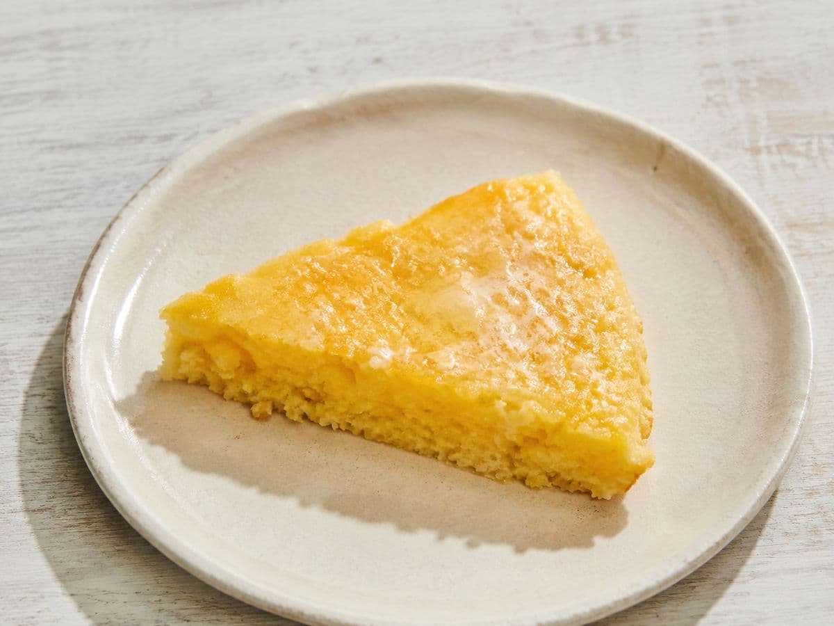 frying pan Cornbread, plated as one serving.