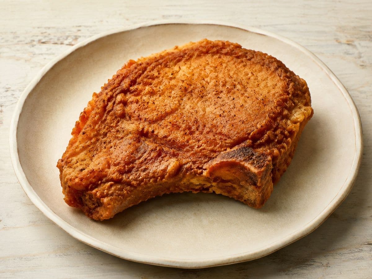 Fried Pork Chops, plated as one serving.