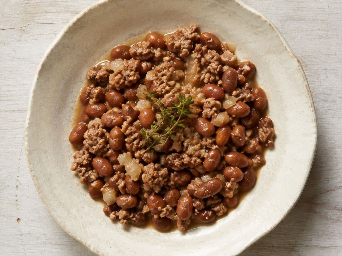 Pinto Beans, plated as one serving.