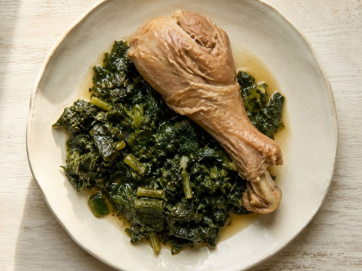 Dandelion Greens, plated as one serving.